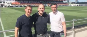  ??  ?? Best Buds Fowler, McCabe and Ross on a trip to the training ground