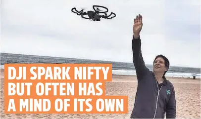  ?? RUTH STROUD ?? USA TODAY’s Jefferson Graham commands the DJI Spark drone with hand gestures, which didn’t always work.