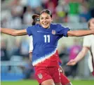  ?? AARON DOSTER/USA TODAY SPORTS ?? Sophia Smith celebrates scoring against Canada at Lower.com Field.