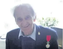  ??  ?? Frederick Parker, aged 93, received a Légion d’honneur medal for his work in France during World War Two.