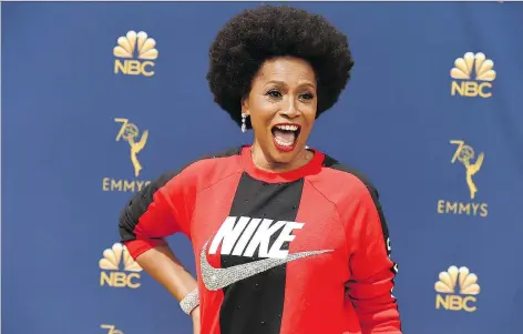  ?? PHOTOS: THE ASSOCIATED PRESS ?? Jenifer Lewis arrived at Monday’s Emmys in a Nike “swoosh” to support former NFLER Colin Kaepernick’s ad campaign.