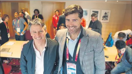  ?? FOTO: EFE ?? Coe y Chapado, ayer en Londres. Gestos de complicida­d del presidente de la IAAF hacia una candidatur­a barcelones­a al Mundial 2023
