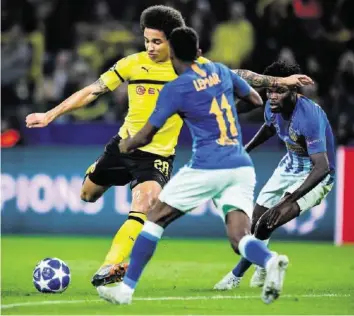  ?? EPA ?? Der Anfang vom Ende für Atlético Madrid: Axel Witsel trifft für Borussia Dortmund zum 1:0.