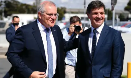 ?? Photograph: James Ross/AAP ?? Prime minister Scott Morrison and energy minister Angus Taylor before a tour of the Toyota Hydrogen Centre in Altona, Melbourne, on Tuesday.