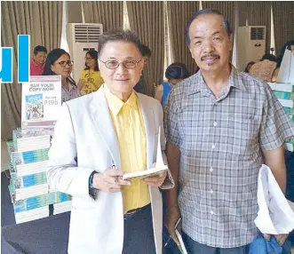 ?? — All photos from Pablo Tariman ?? Ricky Lo (left) with the author during the launch of one of Ricky’s showbiz books in the Sampaguita Pictures compound function room.