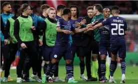  ?? Photograph: Lee Smith/Action Images/Reuters ?? Diego Simeone tries to make his feeling known to Manchester City’s players.