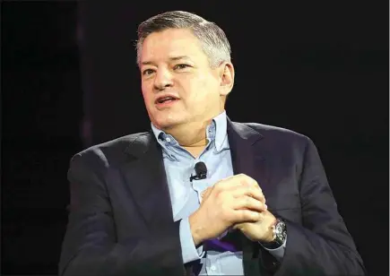 ?? PATRICK T. FALLON / BLOOMBERG ?? Netflix Co-Chief Executive Officer Ted Sarandos talks at a Feb. 8 conference in Dana Point.