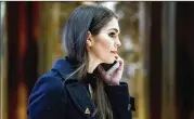  ?? ANDREW HARNIK / ASSOCIATED PRESS ?? Hope Hicks, an aide to then-President-elect Donald Trump’s campaign, arrives at Trump Tower in New York in January.