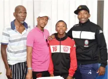  ?? Picture: RANDELL ROSKRUGE ?? RISING STAR: BCM Sports Council’s Mzuvukile Tempi, BCM head of sport and special programmes councillor Xolani Witbooi, Wits developmen­t player Aphelele Teto and Founder of CSYDA Carlos Mtshamba were in East London.