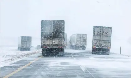  ?? ?? Trucks along Interstate 80 in Nebraska on 25 December 2023. Photograph: Nebraska State Patrol via X