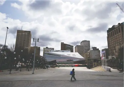  ?? DAVID BLOOM / POSTMEDIA NEWS FILES ?? An empty Churchill Square in Edmonton, which has implemente­d layoffs as the COVID-19 pandemic ravages city finances.