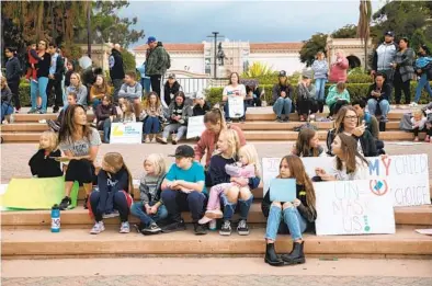  ?? JARROD VALLIERE U-T ?? Parents, students and some teachers stage a “sit-out” at the Spreckels Organ Pavilion in Balboa Park. California students age 12 and up will be required to get the COVID-19 vaccine after it becomes fully approved by the FDA for their age group.