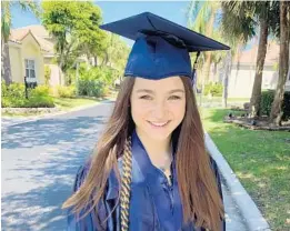  ??  ?? Sophia Graff, valedictor­ian at West Boca Raton Community High School.