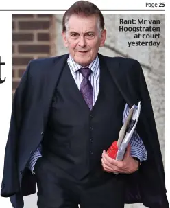  ??  ?? Rant: Mr van Hoogstrate­n at court yesterday