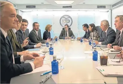  ?? TAREK / EFE ?? Mariano Rajoy va presidir el comitè de direcció del PP el dia abans d’anar a consultes amb el Rei