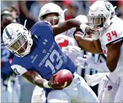  ?? GRANT HALVERSON / GETTY IMAGES ?? Georgia State QB Dan Ellington, entering his second and final season of eligibilit­y with GSU, said his top goal is to boost his efficiency from last season, when he completed 59.6 percent of his passes.