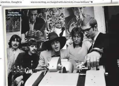  ??  ?? The Beatles editing the film