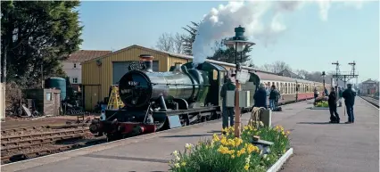  ?? NICK GILLIAM ?? No. 9351 arrives at Minehead station with the 10.15 from Bishops Lydeard on March 19.