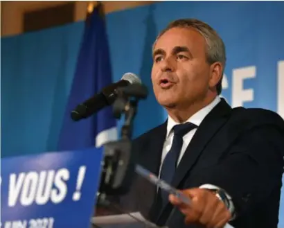  ?? © belga ?? Presidents­kandidaat Xavier Bertrand won met voorsprong in zijn regio Hauts-de-France.