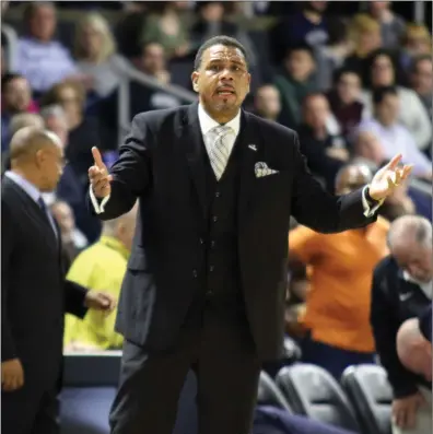  ?? Photo by Louriann Mardo-Zayat / lmzartwork­s.com ?? PC coach Ed Cooley was hoping his team would benefit from Wednesday's suspension of their Big East game with Seton Hall. Alas, the Pirates went to Alumni Hall Thursday afternoon and handed the Friars their third loss in four games with an 89-77 win.