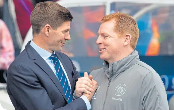  ??  ?? Rangers boss, Steven Gerrard, and his Celtic counterpar­t, Neil Lennon, both have big decisions to make ahead on next Sunday’s Old Firm match