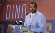  ?? CHUCK BURTON - ASSOCIATED PRESS ?? In this July 17file photo, Syracuse head coach Dino Babers speaks during the Atlantic Coast Conference NCAA college football media day in Charlotte, N.C.
