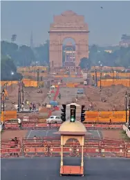  ?? (File picture) ?? Constructi­on work under way as part of the Central Vista Redevelopm­ent Project, at Rajpath in New Delhi