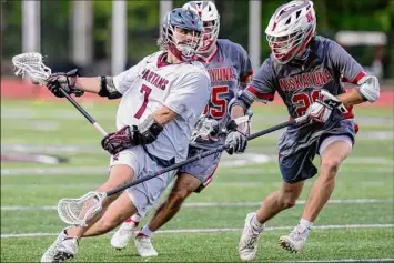  ?? James Franco / Special to the Times Union ?? Burnt Hills’ Caeden LaPietro, left, earned first-team Suburban Council honors with 35 goals, 30 assists and 57 ground balls while helping the Spartans to the Section II Class B crown.