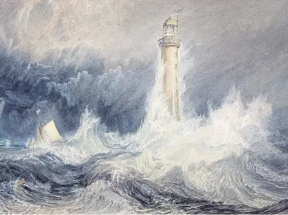  ??  ?? Turner’s dramatic watercolou­r of the Bell Rock Lighthouse during a fierce North Sea storm will be the centrepiec­e of the Scottish National Gallery’s Turner in January exhibtion.
