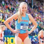  ?? RYAN KANG/ASSOCIATED PRESS ?? New Mexico’s Courtney Frerichs set an NCAA record in the 3,000-meter steeplecha­se last Saturday.