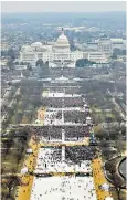  ??  ?? Not true: at President Trump’s inaugurati­on, above, officials exaggerate­d the crowd size