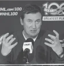  ?? NATHAN DENETTE/THE CANADIAN PRESS/FILES ?? Wayne Gretzky can’t hide his feelings when his Edmonton Oilers play. “I’ve always been sort of an emotional guy,” he says. “When I get into something, I’m full bore.”
