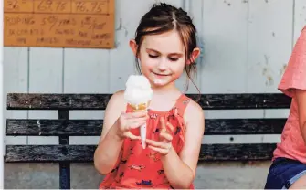  ?? Lisa Nichols / Hearst Connecticu­t Media ?? A child enjoys ice cream at Tulmeadow Farm in Simsbury on July 10.