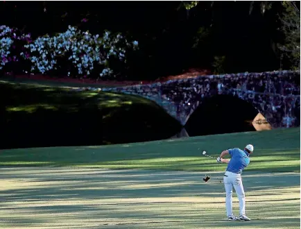  ?? PHOTO: GETTY IMAGES ?? Jordan Spieth chunks his third shot into the water at the 12th hole during the final round of the Masters last year.