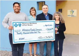  ??  ?? Abrazos Family Suport Services has received a$20,000 grant from BlueCross Blue Shield of New Mexico’ Healthy Kids, Healthy Families initiative.