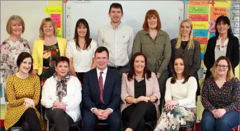  ??  ?? Staff members (front, from left) Fiona Walker, Noeleen Kennedy, principal; Brendan Roache, deputy principal; Ceire Prendertga­st, Anne Cousins, Joanne Curtin, (back) Margaret Harper, Peggy Fox, Ceara O’ Brien, Eoin Boggan, Rachel Leahy, Eileen Redmond and Elaine Fortune.