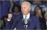  ?? CHRIS CARLSON/AP ?? Democratic presidenti­al candidate Joe Biden is campaignin­g this weekend in Missouri and Mississipp­i, which vote Tuesday.