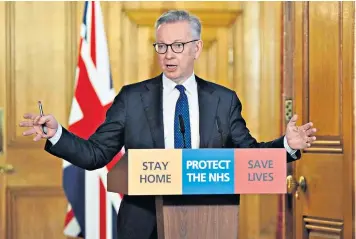  ??  ?? Michael Gove speaking during a remote press conference to update the nation