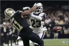  ?? GERALD HERBERT - THE ASSOCIATED PRESS ?? FILE - In this Jan. 20, 2019, file photo, Los Angeles Rams’ Nickell Robey-Coleman breaks up a pass intended for New Orleans Saints’ Tommylee Lewis during the second half of the NFL football NFC championsh­ip game in New Orleans. Louisiana’s Supreme Court has dismissed a Saints fan’s lawsuit against the NFL and game officials over the failure to call a crucial penalty against the Los Angeles Rams in a January playoff game. Attorney Antonio LeMon had sued, alleging fraud and seeking damages over what’s come to be known as the “Nola No-Call.”