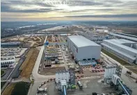  ?? HS2 ?? An aerial shot of the temporary factory set up to manufactur­e deck segments for the Colne Valley Viaduct.