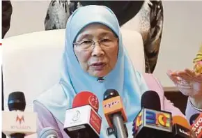  ?? BERNAMA PIC ?? Deputy Prime Minister Datuk Seri Dr Wan Azizah Wan Ismail during a press conference in Putrajaya yesterday.