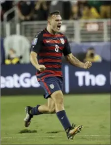  ?? MARCIO JOSE SANCHEZ — THE ASSOCIATED PRESS ?? United States’ Jordan Morris celebrates after scoring a goal against Jamaica during the second half of the Gold Cup final soccer match in Santa Clara Wednesday.