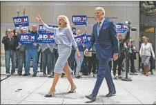  ?? (File Photo/AP/Matt Rourke) ?? Democratic presidenti­al candidate former Vice President Joe Biden, accompanie­d by wife Jill, arrives March 10, 2020, to speak to members of the press at the National Constituti­on Center in Philadelph­ia.