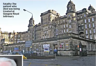  ??  ?? Fatality: The patient who died was being treated at Glasgow Royal Infirmary