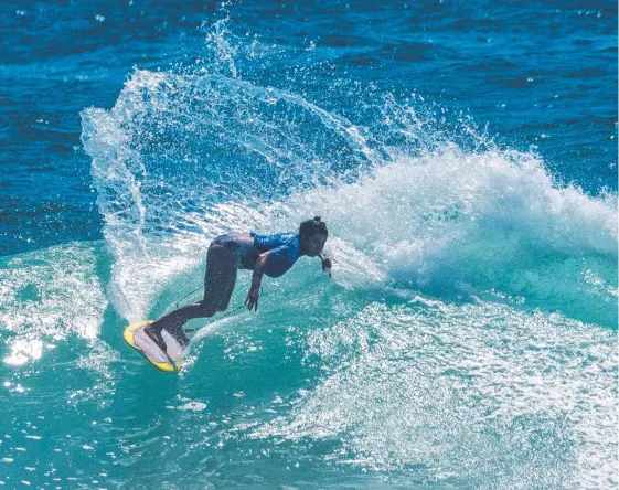  ?? Picture: WSL ?? Codie Klein in action yesterday at the Tweed Coast Pro, which was switched to Kingscliff.