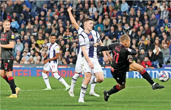  ?? ?? LEFT FOOT FORWARD: Stoke City striker Dwight Gayle goes for goal in the 2-0 defeat by West Bromwich Albion at the weekend.