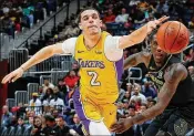  ?? GETTY IMAGES ?? Lonzo Ball appeared in 52 games with the Lakers this season due to injury. The good news? His father finally stopped being a distractio­n.