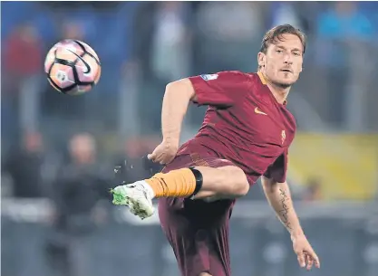  ??  ?? Roma’s Francesco Totti during a match last month.