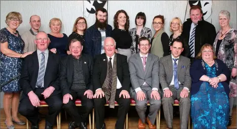  ??  ?? The South Wicklow Drama Festival All Ireland Confined Drama Final Committee. Back from left: Mary Doran, Kieran Tyrell, Mary Doyle, Mandie O’Keefe, Raymond Brennan, Lorna Doran McEvoy, Hannah Doyle, Maire Doran, Debbie Furlong, Gavin Nolan and Jacqui...