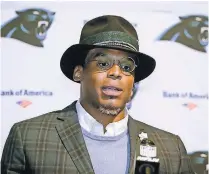  ?? STEVEN SENNE, AP ?? The Panthers’ Cam Newton was criticized after his initial response to a journalist’s question Wednesday.